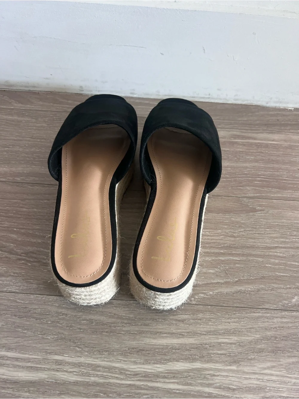 Lulu's Black Platform Espadrille Slide with Braided Sole